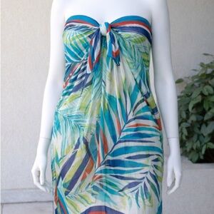 Tori Richard Multicolor Tropical Leaf Scarf